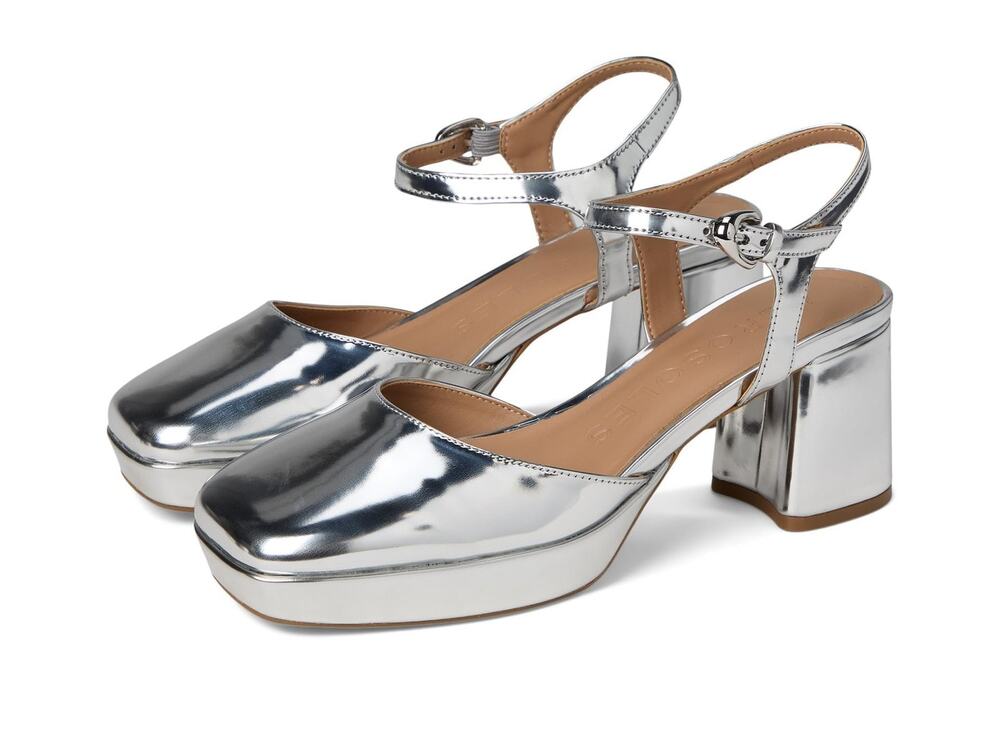 AEROSOLES WOMEN'S SOIR PUMP, SILVER MIRROR METALLIC FAUX LEATHER, 10